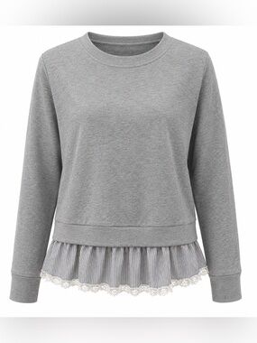 Alya gray sweatshirt with feminine trim